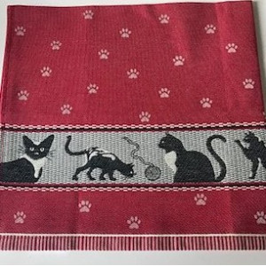 Hand- en Theedoek - Katten - Rood